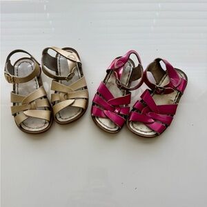 Salt Water Sandals by Hoy - Gold and Pink Kids Sandals